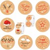 Set 2 Role Etichete Autocolante Craciun, Germana, Multicolor, 3.5cm, Hartie Kraft, Fulgi Zapada, Cadouri, DIY