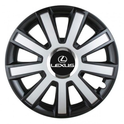 Set 4 capace roti Silver/black cu inel cromat R14 Compatibil Cu Lexus foto