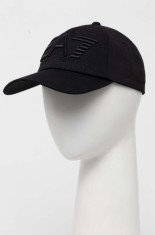 EA7 Emporio Armani șapcă de baseball din bumbac culoarea negru, cu imprimeu