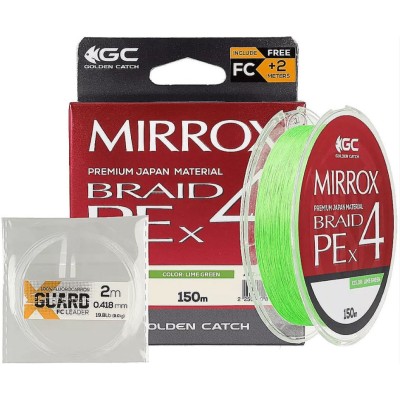 Fir Textil GOLDEN CATCH Mirrox PE X4, Lime Green, 150m, 0.16mm, 5.8kg foto