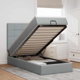 VidaXL Cadru de pat otoman cu saltea țesătură gri deschis 90x190cm 3313968