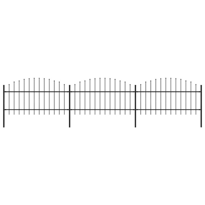 vidaXL Gard de grădină cu v&acirc;rf tip suliță din oțel 537x125 cm, negru 277723