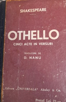 OTHELLO WILLIAM SHAKESPEARE BIBLIOTECA PENTRU TOTI ,MINERVA NR.382,383 BIS foto