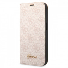 Husa de protectie telefon Guess pentru iPhone 14 Pro Max, Metal Camera Outline Book, Piele ecologica, Roz