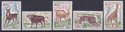 DB1 Fauna Africana 1965 Mali 5 v. MNH foto