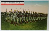 EIN DEUTSCHER GRUS ( UN SALUT GERMAN ) , MILITARI GERMANI DEFILAND , CARTE POSTALA ILUSTRATA , DE PROPAGANDA , COLORIZATA , 1916