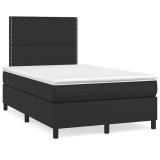 vidaXL Pat box spring cu saltea și LED, negru, 120x190 cm, piele eco 3270287