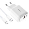 Incarcator Tech-Protect C20w mini alb type c usb + cablu type c