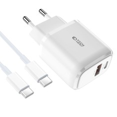 Incarcator Tech-Protect C20w mini alb type c usb + cablu type c