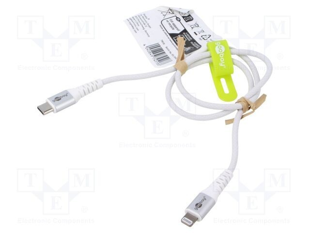 Cablu USB 2.0 Goobay Apple Lightning și USB C 0,5m alb 60W
