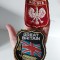 DD- Lot 2 embleme stema vechi Marea Britanie si Polonia, cauciuc pe fetru