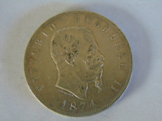 Moneda argint 5 Lire 1874 (cn 86) foto