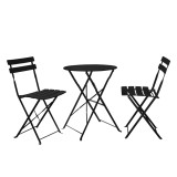 Cumpara ieftin Set masa scaune gradina otel negru Obax 59.5x59.5x71 cm, 42x51x81 cm