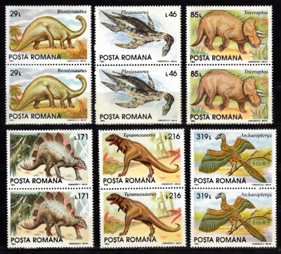 A11 TX10 3 - 1993 - Animale preistorice - perechi de doua timbre foto