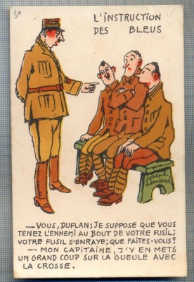 AX 32 CP VECHE INTERBELICA -UMORISTICA MILITARA-FRANTA - INSTRUCTIA ALBASTRILOR foto