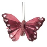 Fluture Decorativ cu Clip pentru Perdele, 10 cm, Roz și Negru cu Strass, CMCLASS