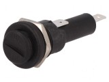 Clemă siguranţe cilindrice 6,3x25mm 250V neagră pe panou