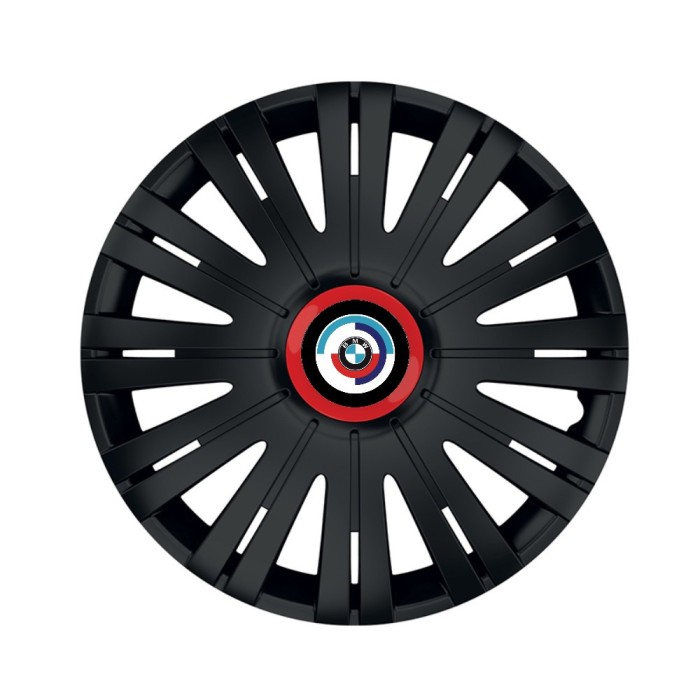 Set 4 Capace Roti pentru BMW Nou, model Active Black Cu Inel Rosu, R14, BMW