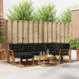 vidaXL Set de canapele de exterior cu pernă 7 pcs Natural și Negru 3368859
