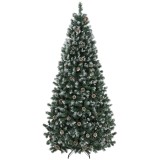 HOMCOM Brad Crăciun Artificial 210cm, 998 Ramuri Ninse Conuri Pin, Deschidere Automată, Bază Pliabilă, Verde | Aosom Romania