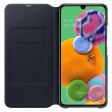 Husa originala Samsung Wallet Galaxy A90 5G SM-A908B si stylus, Alt model telefon Samsung, Negru, Silicon