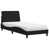 Cumpara ieftin Pat cu saltea, negru, 90x190 cm, textil