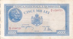 ROMANIA 5.000 lei 2 mai 1944 VF/VF+!!!