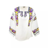 Cumpara ieftin Bluza Tip Ie Alba cu Motiv Floral Multicolor - BMG30