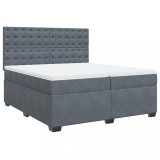 Cumpara ieftin Pat box spring cu saltea, gri inchis, 200x200 cm, catifea