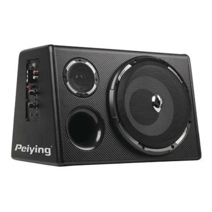 Subwoofer Peiying cu amplificare, 10 inch, 200 W, 86 dB, putere RMS 63 W Subwoofer Peiying cu amplificare, 10 inch, 200 W, 86 dB, putere RMS 63 W