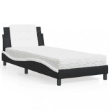 VidaXL Pat cu saltea, negru și alb, 90x190 cm, piele ecologică 3208836