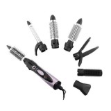 Perie ondulatoare Rosalia ETA, 1000 W, aer cald/ionizare, 7 accesorii, Negru/Roz
