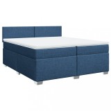 Cumpara ieftin Pat box spring cu saltea, albastru, 200x200 cm, textil