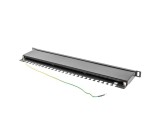 Patch panel 24 porturi 0,5U 19 Cat.5e FTP cu organizator cabluri, ecranat, negru