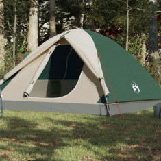 vidaXL Cort de camping 6 persoane verde, 348x340x190 cm, tafta 190T