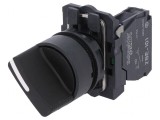 Comutator rotativ 22mm 2 NO negru 3A 240VAC