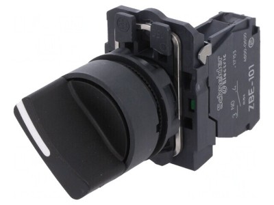 Comutator rotativ 22mm 2 NO negru 3A 240VAC foto