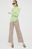 R&eacute;sum&eacute; pantaloni femei, culoarea maro, lat, high waist