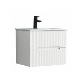 Trent 60 dulap de baie inferior cu chiuvetă ceramică 2 sertare, alb