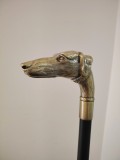 Superb baston cu m&acirc;ner din bronz cap de ogar ,piesa cu o lucrătură de o foarte mare finețe