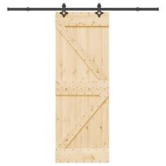 vidaXL Ușă glisantă cu set de feronerie 70x210 cm, lemn masiv de pin 3332634