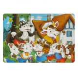 Puzzle Clasic, Lupul &amp; 7 Iezi, 15 Piese, Unisex, Multicolor, 33x23cm, 3+ Ani