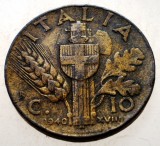 1.624 ITALIA WWII VITTORIO EMANUELE III 10 CENTESIMI 1940 R, Europa, Bronz-Aluminiu