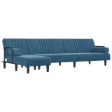 Cumpara ieftin Canapea extensibila forma de L albastru 260x140x70 cm catifea