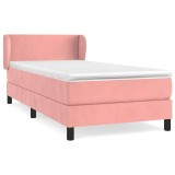 Cumpara ieftin Pat box spring cu saltea, roz, 80x200 cm, catifea