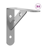 Suporturi rafturi, 4 buc., 15x2,5x11,5 cm argintiu otel inox.