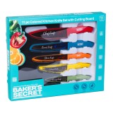 Set cutite bucatarie Baker Secret 11 piese, cutite inox colorate cu protectii lama si tocator