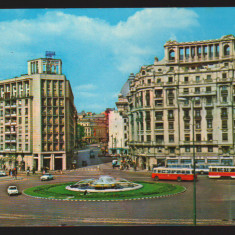 CPIB 19903 CARTE POSTALA - BUCURESTI. PIATA NATIUNILOR, AUTOTURISM, AUTOBUZ