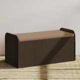 VidaXL Bancă de depozitare cu pernă, maro, 115x51x52 cm, poliratan