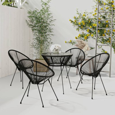 Gossi set mobilier de exterior, 5 piese, negru, ratan pvc foto